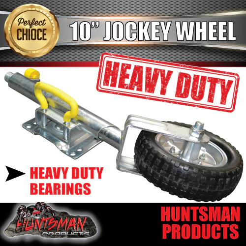 10" Trailer Caravan Swing Up Jockey Wheel 1000kg Ball Rated. Solid Wheel. Greasable - Image 4