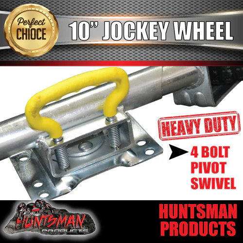 10" Trailer Caravan Swing Up Jockey Wheel 1000kg Ball Rated. Solid Wheel. Greasable - Image 5
