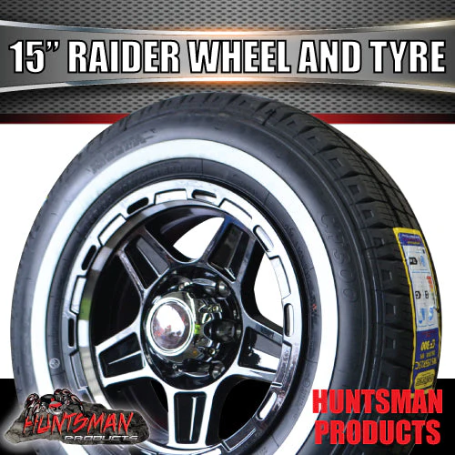 15" Trailer Caravan 6 Stud Raider Mag & 205/70R15C Whitewall Tyre. 205 70 15 - Image 6