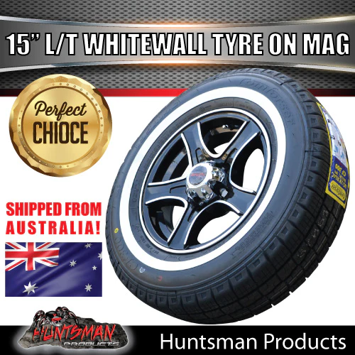 15" Trailer Caravan 6 Stud Stealth Mag & 205/75R15C comforser Whitewall Tyre. 205 75 15 - Image 5