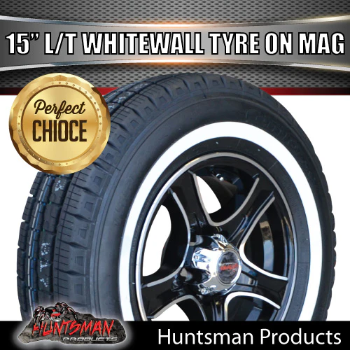15" Trailer Caravan Ford Pattern Stealth Mag & 195R15C comforser Whitewall Tyre. 195 15 - Image 6
